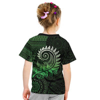 New Zealand Maori Koru Fern Kid T Shirt Spiral Polynesian Style Green LT05 - Polynesian Pride