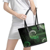 New Zealand Maori Koru Fern Leather Tote Bag Spiral Polynesian Style Green LT05 - Polynesian Pride