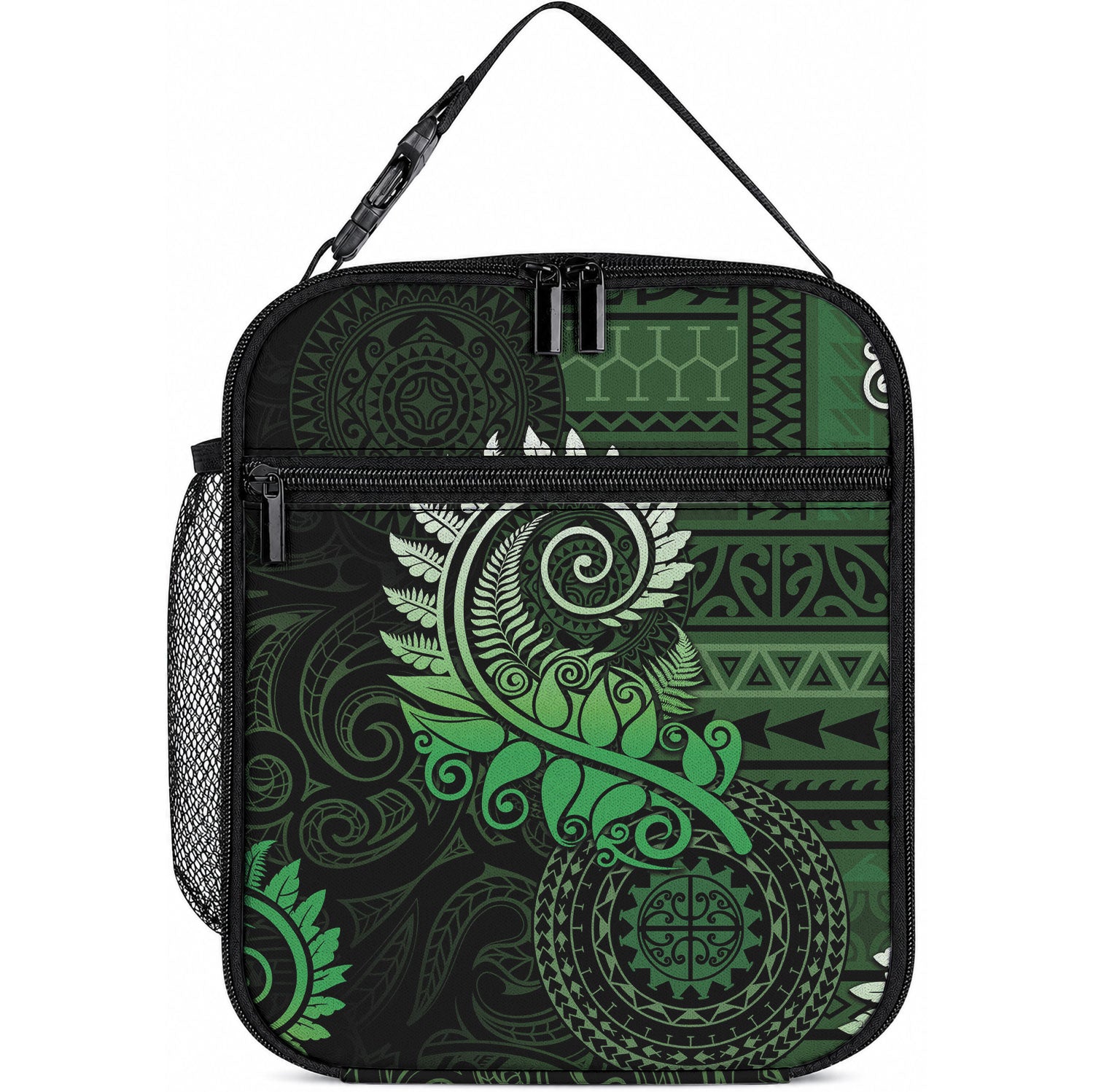 New Zealand Maori Koru Fern Lunch Bag Spiral Polynesian Style Green