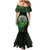 New Zealand Maori Koru Fern Mermaid Dress Spiral Polynesian Style Green