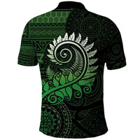 New Zealand Maori Koru Fern Polo Shirt Spiral Polynesian Style Green