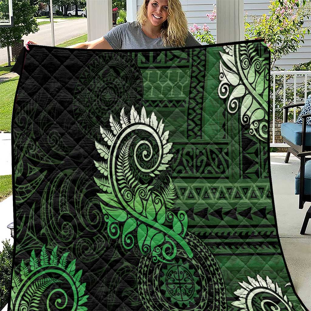 New Zealand Maori Koru Fern Quilt Spiral Polynesian Style Green LT05 Green - Polynesian Pride