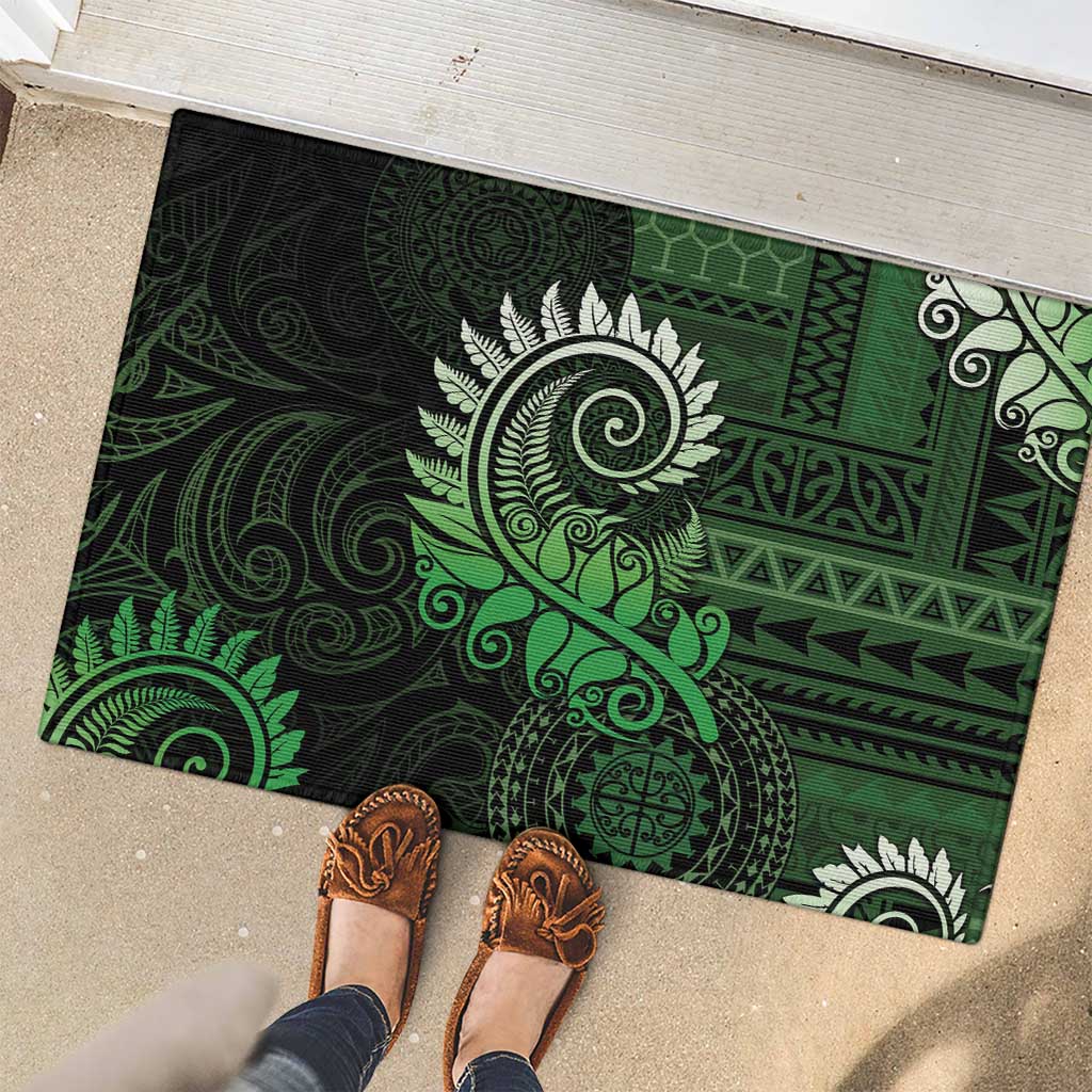 New Zealand Maori Koru Fern Rubber Doormat Spiral Polynesian Style Green LT05 - Polynesian Pride