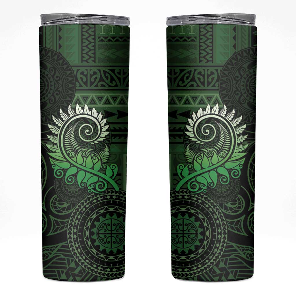 New Zealand Maori Koru Fern Skinny Tumbler Spiral Polynesian Style Green LT05 Green - Polynesian Pride