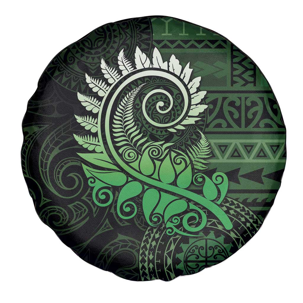 New Zealand Maori Koru Fern Spare Tire Cover Spiral Polynesian Style Green