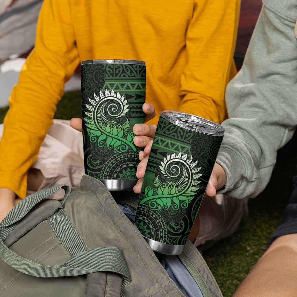 New Zealand Maori Koru Fern Tumbler Cup Spiral Polynesian Style Green