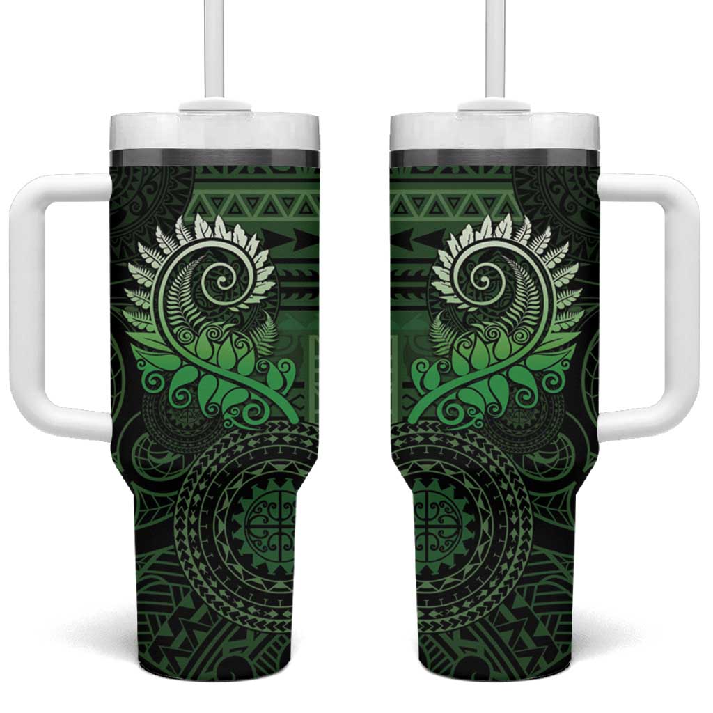 New Zealand Maori Koru Fern Tumbler With Handle Spiral Polynesian Style Green