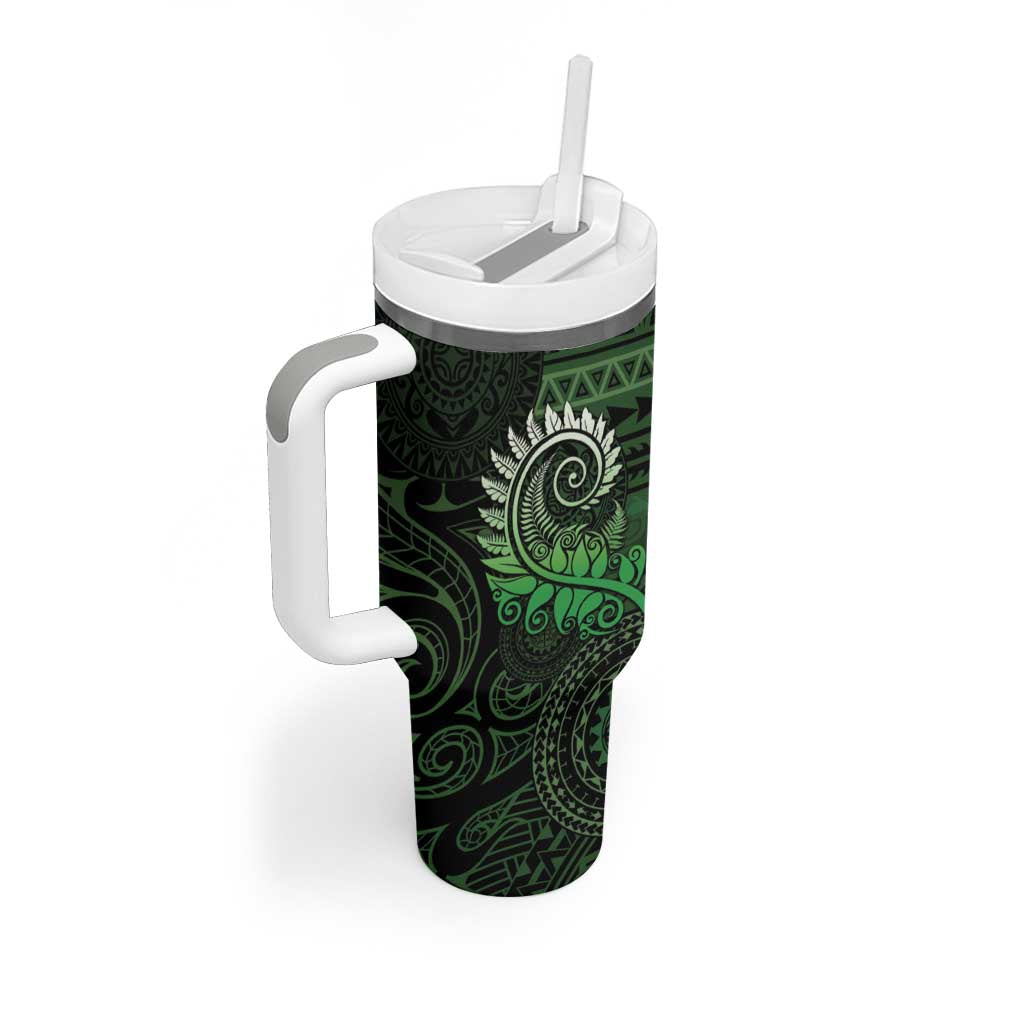 New Zealand Maori Koru Fern Tumbler With Handle Spiral Polynesian Style Green