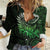 New Zealand Maori Koru Fern Women Casual Shirt Spiral Polynesian Style Green