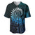 New Zealand Maori Koru Fern Baseball Jersey Spiral Polynesian Style Aqua Gradient