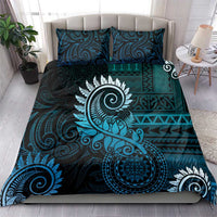 New Zealand Maori Koru Fern Bedding Set Spiral Polynesian Style Aqua Gradient