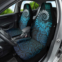 New Zealand Maori Koru Fern Car Seat Cover Spiral Polynesian Style Aqua Gradient