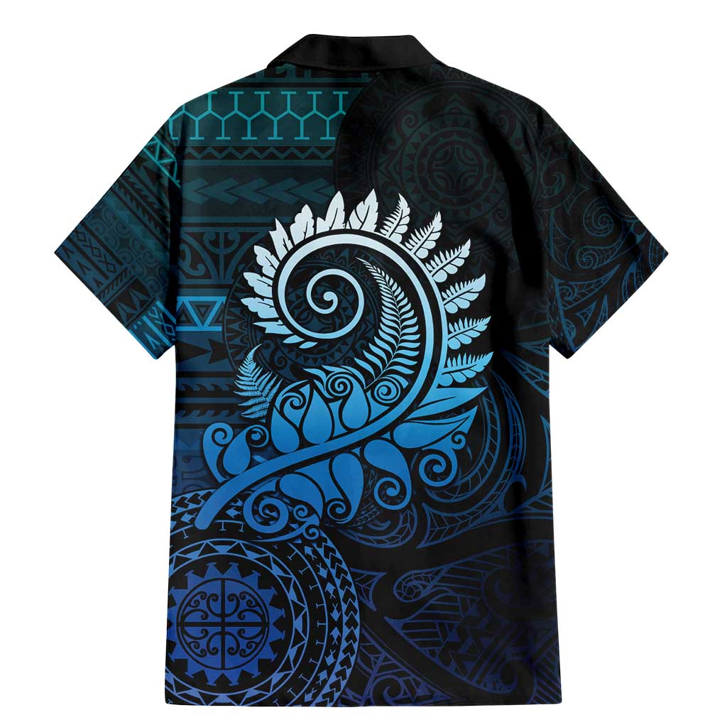 New Zealand Maori Koru Fern Family Matching Mermaid Dress and Hawaiian Shirt Spiral Polynesian Style Aqua Gradient LT05 - Polynesian Pride