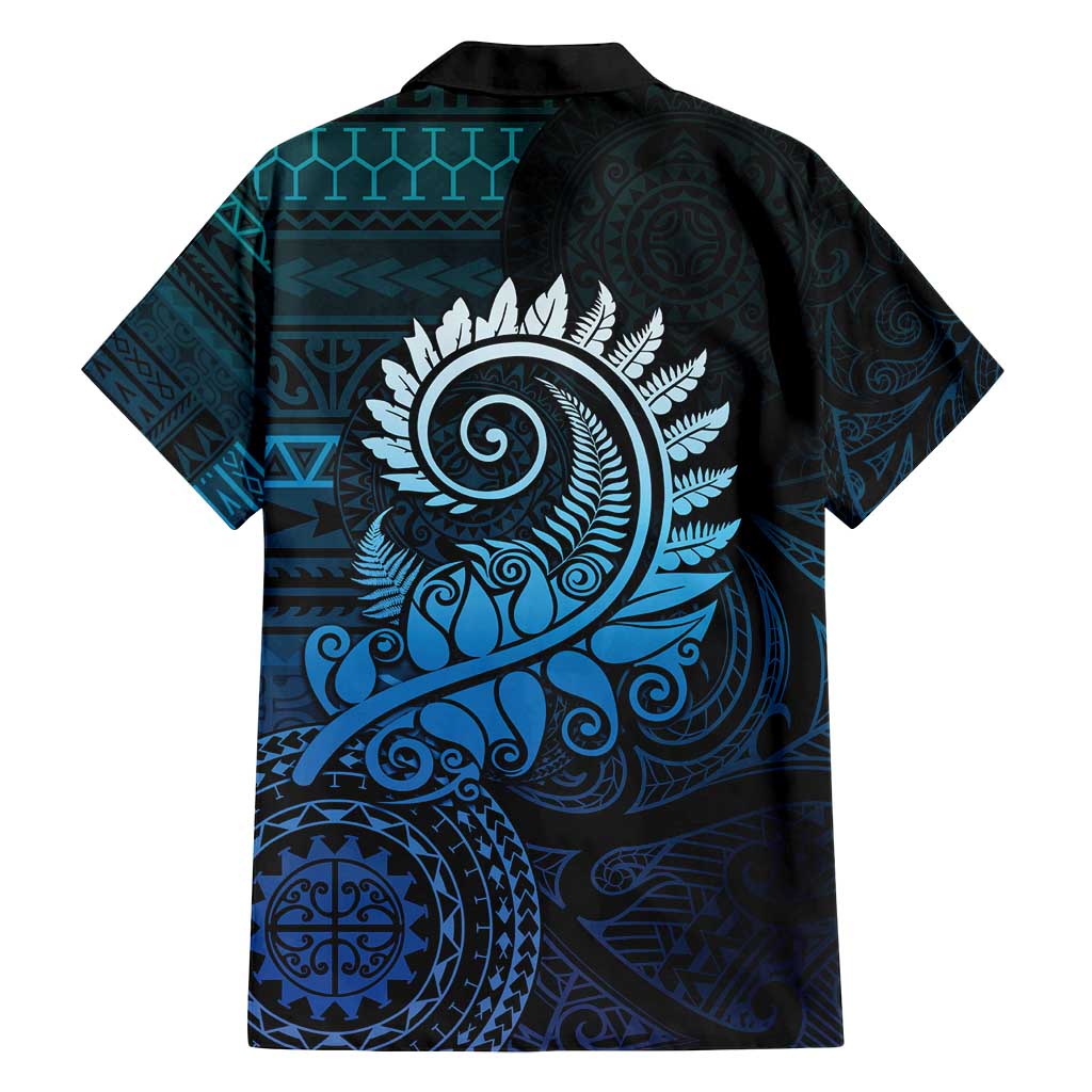 New Zealand Maori Koru Fern Family Matching Tank Maxi Dress and Hawaiian Shirt Spiral Polynesian Style Aqua Gradient LT05 - Polynesian Pride