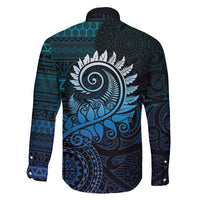 New Zealand Maori Koru Fern Family Matching Tank Maxi Dress and Hawaiian Shirt Spiral Polynesian Style Aqua Gradient LT05 - Polynesian Pride