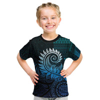New Zealand Maori Koru Fern Kid T Shirt Spiral Polynesian Style Aqua Gradient LT05 Aqua - Polynesian Pride