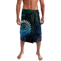 New Zealand Maori Koru Fern Lavalava Spiral Polynesian Style Aqua Gradient