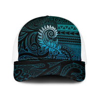 New Zealand Maori Koru Fern Mesh Trucker Cap Spiral Polynesian Style Aqua Gradient - Polynesian Pride