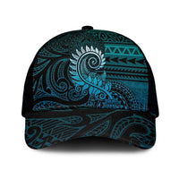 New Zealand Maori Koru Fern Mesh Trucker Cap Spiral Polynesian Style Aqua Gradient - Polynesian Pride
