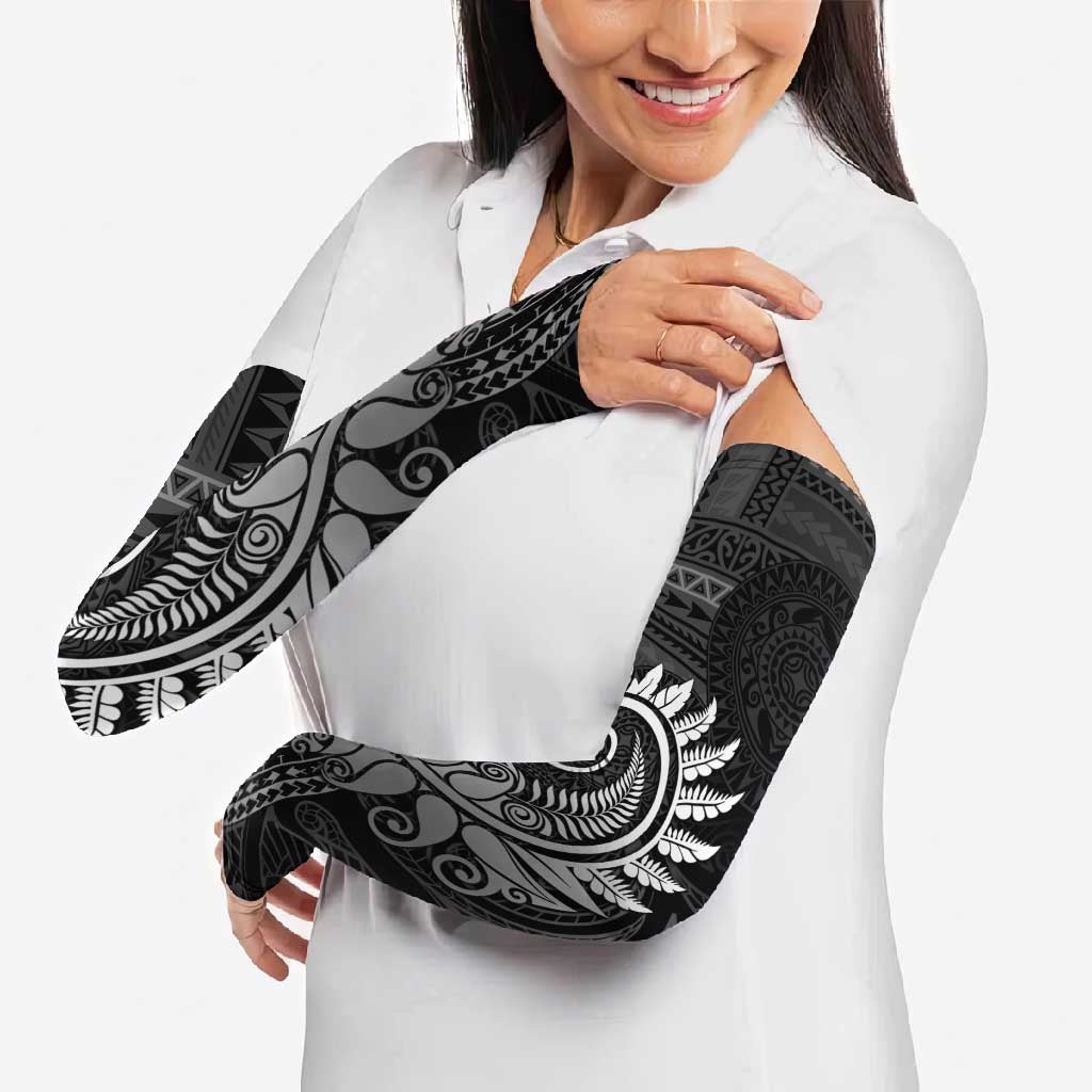 New Zealand Maori Koru Fern Arm Sleeves Spiral Polynesian Style Gray - Polynesian Pride
