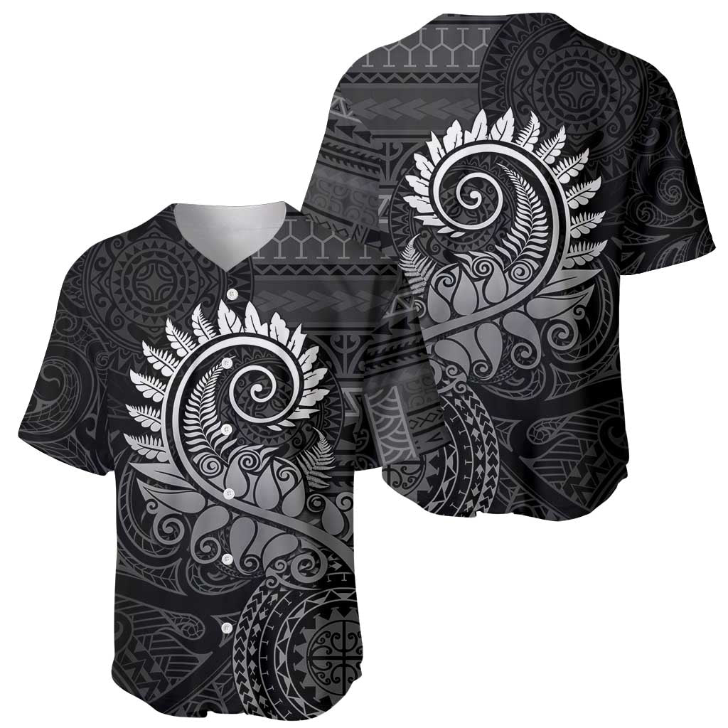 New Zealand Maori Koru Fern Baseball Jersey Spiral Polynesian Style Gray LT05 - Polynesian Pride