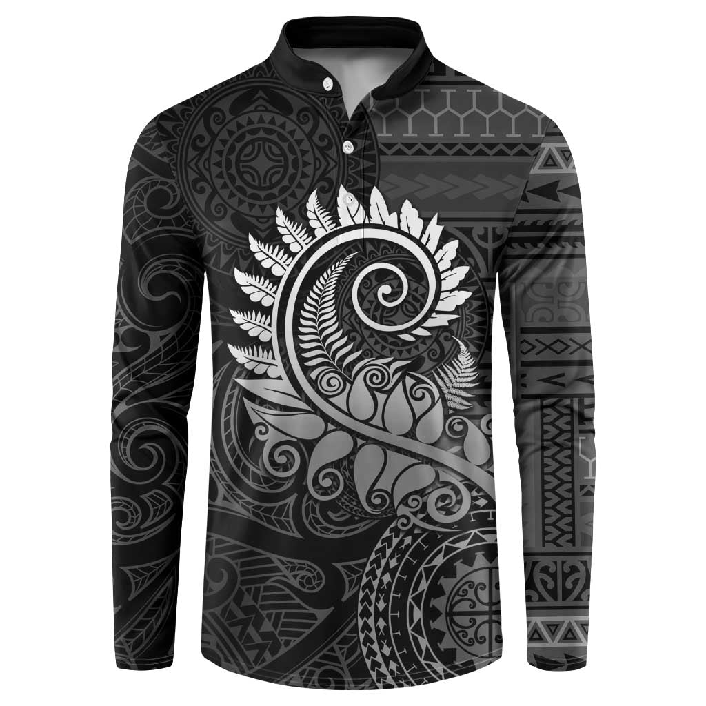 New Zealand Maori Koru Fern Button Sweatshirt Spiral Polynesian Style Gray LT05 Gray - Polynesian Pride