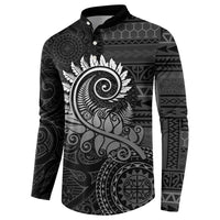 New Zealand Maori Koru Fern Button Sweatshirt Spiral Polynesian Style Gray LT05 - Polynesian Pride