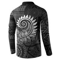New Zealand Maori Koru Fern Button Sweatshirt Spiral Polynesian Style Gray LT05 - Polynesian Pride