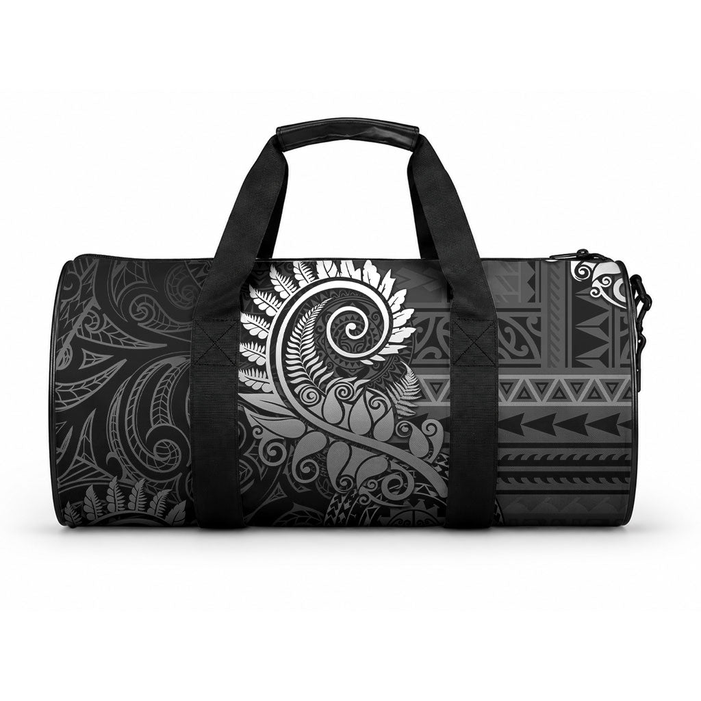 New Zealand Maori Koru Fern Duffle Bag Spiral Polynesian Style Gray