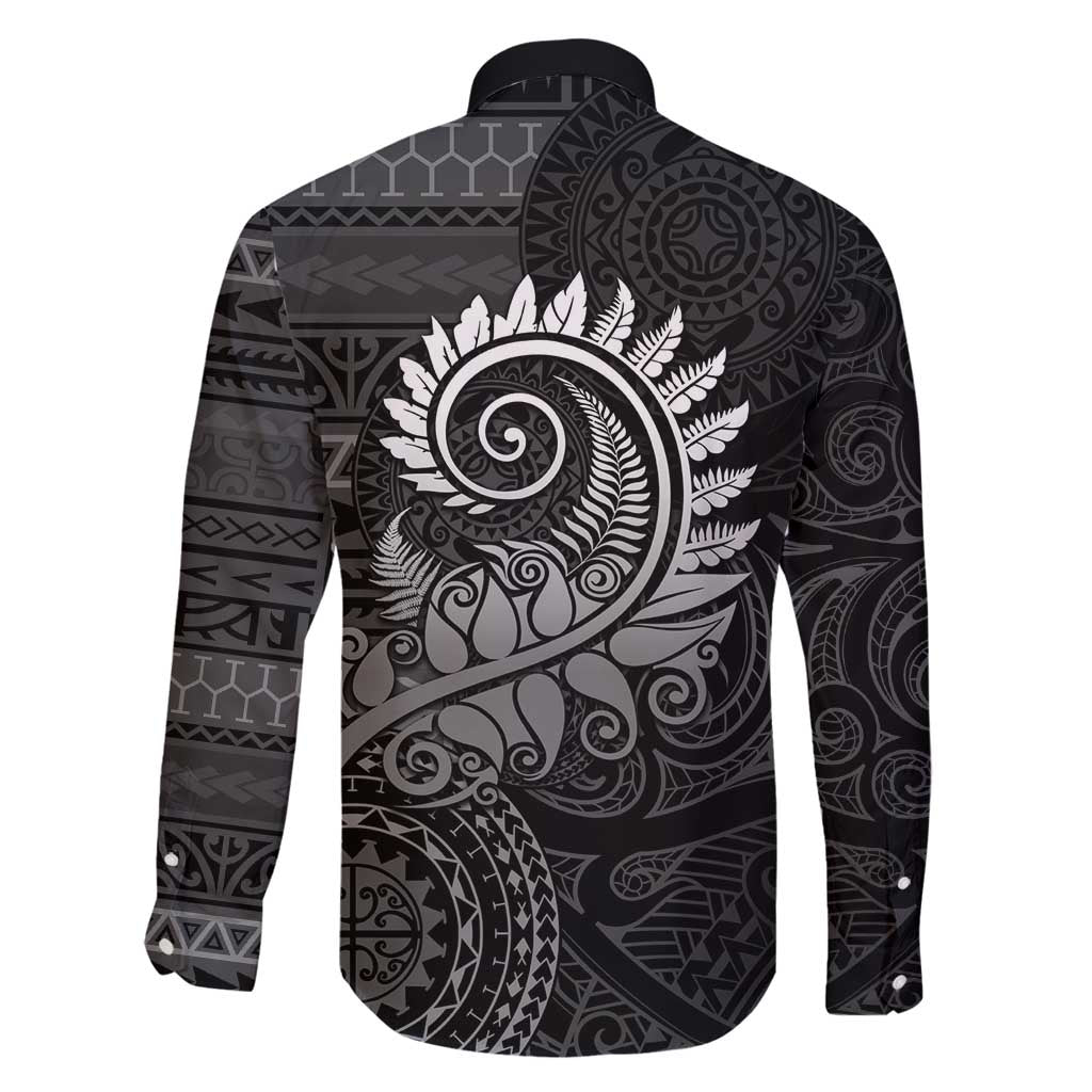 New Zealand Maori Koru Fern Family Matching Mermaid Dress and Hawaiian Shirt Spiral Polynesian Style Gray LT05 - Polynesian Pride