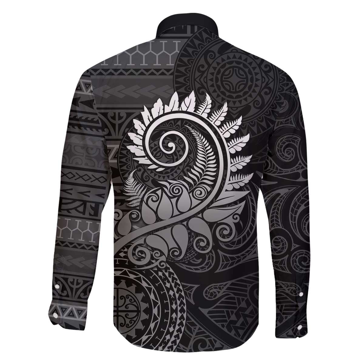 New Zealand Maori Koru Fern Family Matching Off Shoulder Short Dress and Hawaiian Shirt Spiral Polynesian Style Gray LT05 - Polynesian Pride