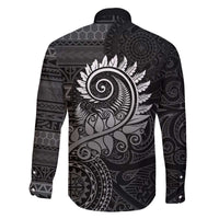 New Zealand Maori Koru Fern Family Matching Puletasi and Hawaiian Shirt Spiral Polynesian Style Gray LT05 - Polynesian Pride