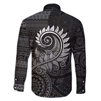 New Zealand Maori Koru Fern Family Matching Tank Maxi Dress and Hawaiian Shirt Spiral Polynesian Style Gray LT05 - Polynesian Pride