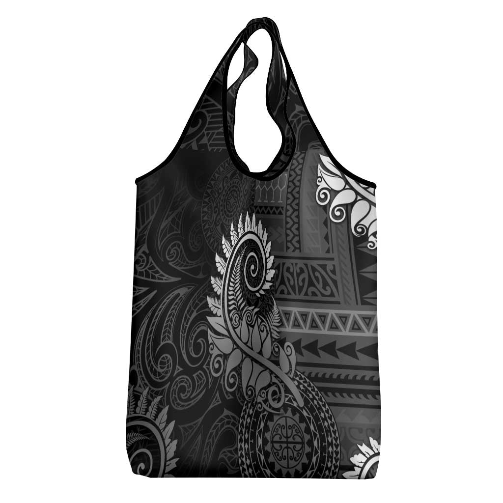 New Zealand Maori Koru Fern Grocery Bag Spiral Polynesian Style Gray