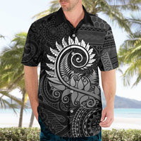 New Zealand Maori Koru Fern Hawaiian Shirt Spiral Polynesian Style Gray LT05 - Polynesian Pride
