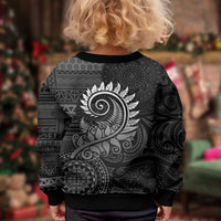 New Zealand Maori Koru Fern Kid Ugly Christmas Sweater Spiral Polynesian Style Gray LT05 - Polynesian Pride