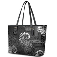 New Zealand Maori Koru Fern Leather Tote Bag Spiral Polynesian Style Gray LT05 - Polynesian Pride