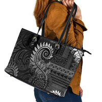 New Zealand Maori Koru Fern Leather Tote Bag Spiral Polynesian Style Gray LT05 - Polynesian Pride