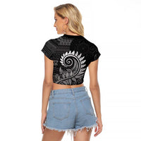 New Zealand Maori Koru Fern Raglan Cropped T Shirt Spiral Polynesian Style Gray LT05 - Polynesian Pride