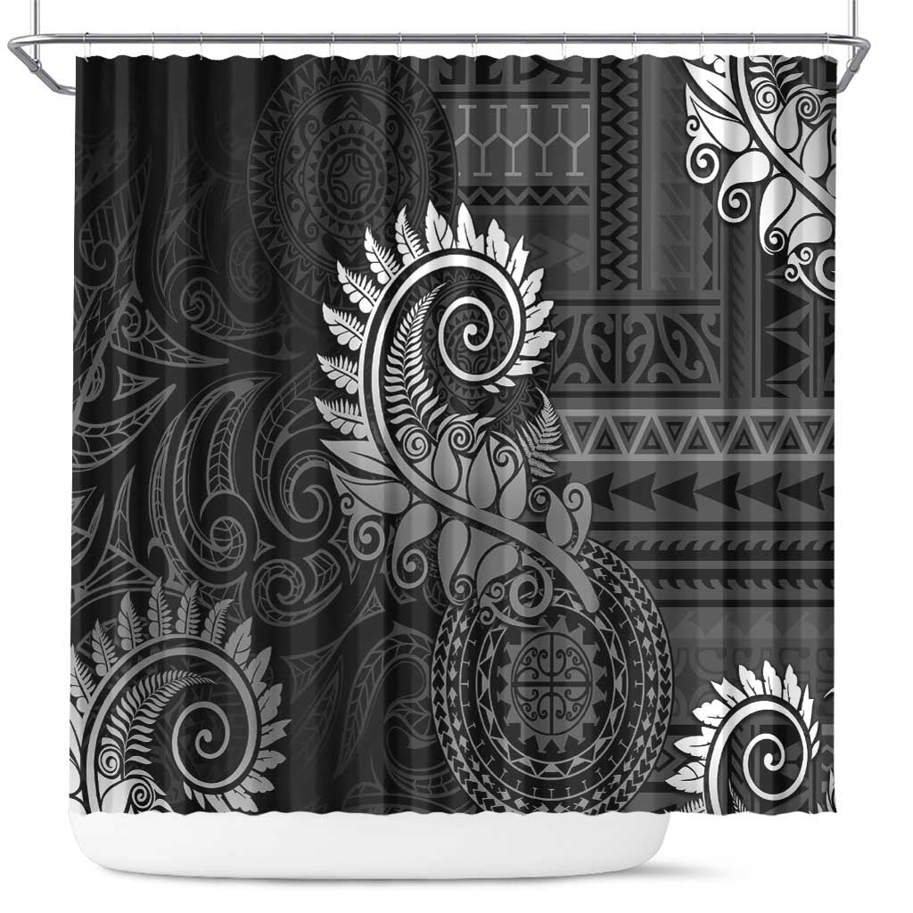 New Zealand Maori Koru Fern Shower Curtain Spiral Polynesian Style Gray LT05 Gray - Polynesian Pride