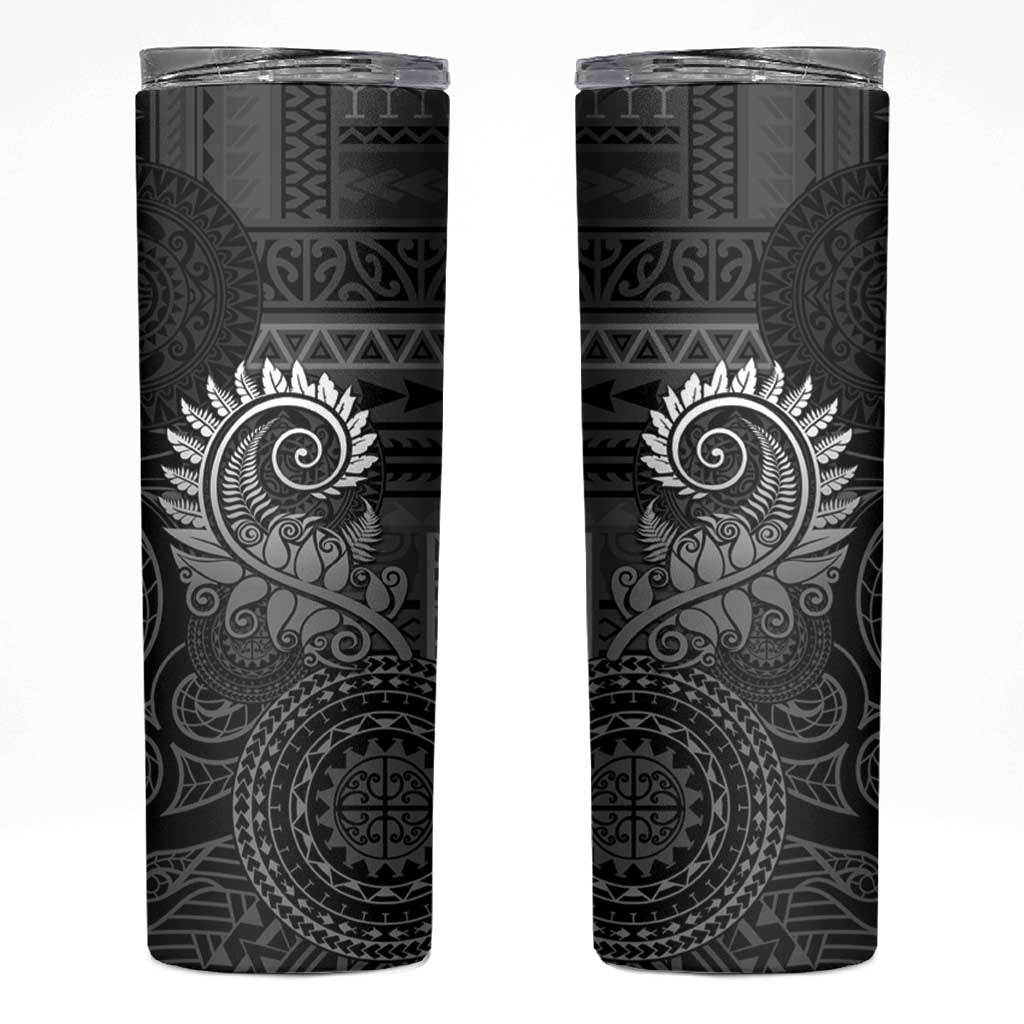 New Zealand Maori Koru Fern Skinny Tumbler Spiral Polynesian Style Gray LT05 Gray - Polynesian Pride