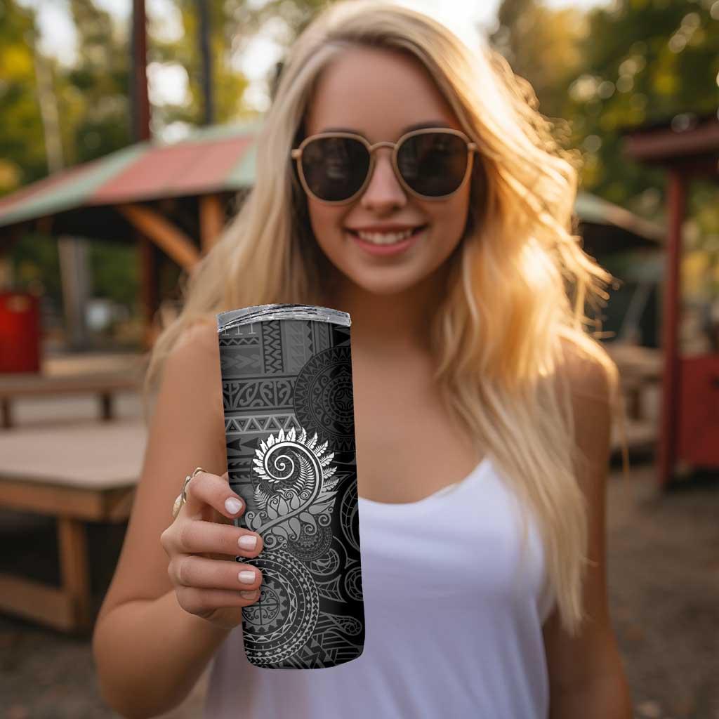 New Zealand Maori Koru Fern Skinny Tumbler Spiral Polynesian Style Gray LT05 - Polynesian Pride