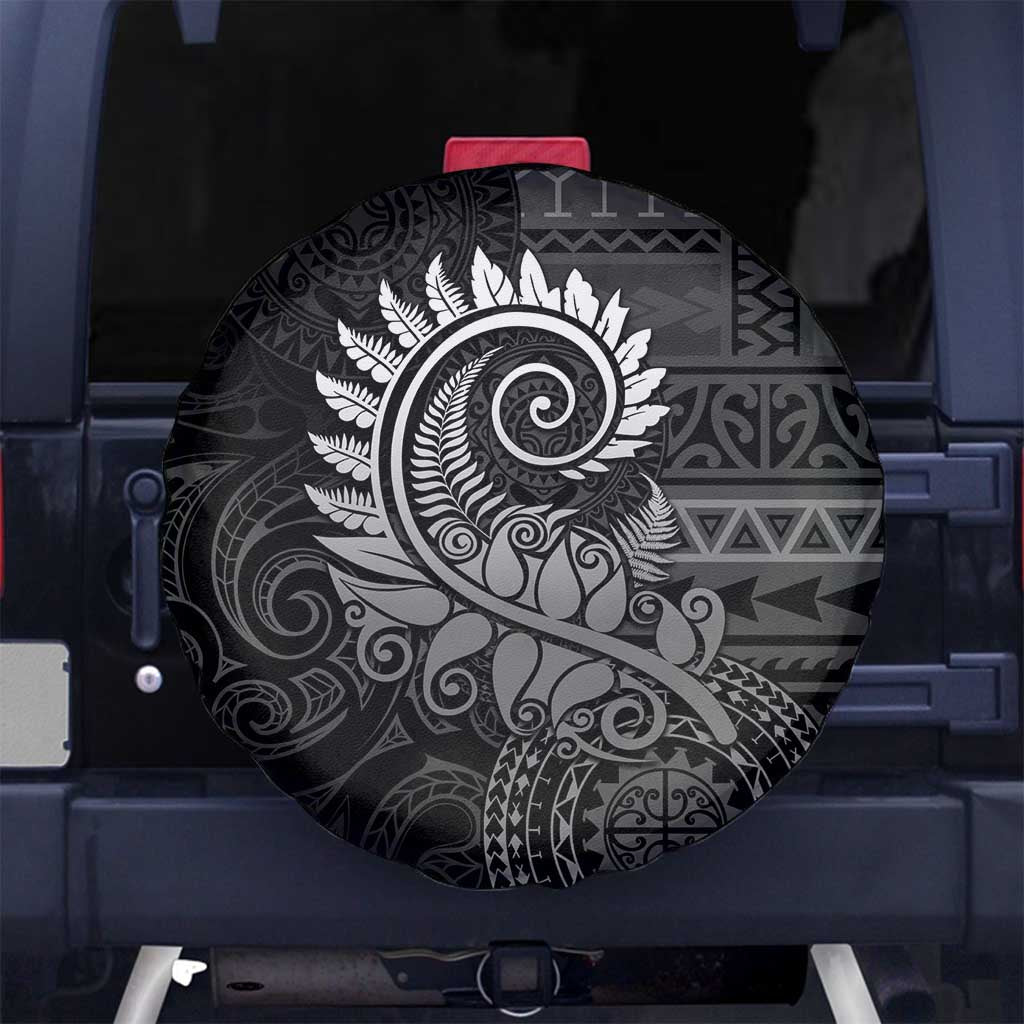 New Zealand Maori Koru Fern Spare Tire Cover Spiral Polynesian Style Gray