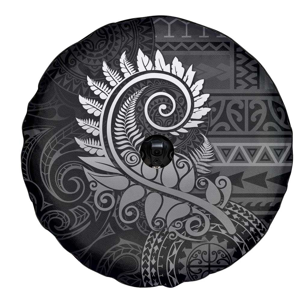 New Zealand Maori Koru Fern Spare Tire Cover Spiral Polynesian Style Gray