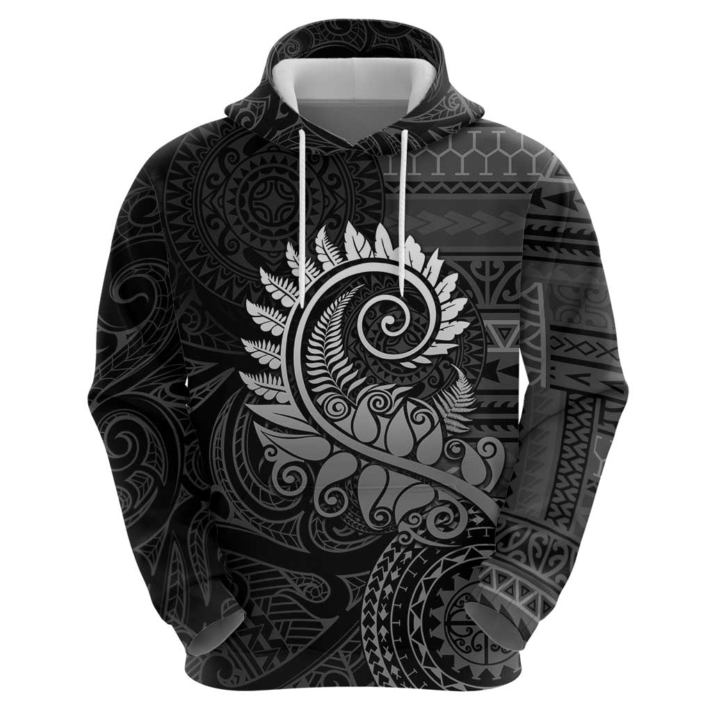 New Zealand Maori Koru Fern Zip Hoodie Spiral Polynesian Style Gray