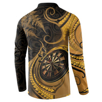 Personalised New Zealand Gold Darts Button Sweatshirt Maori Fern Curve Style