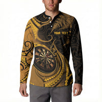 Personalised New Zealand Gold Darts Button Sweatshirt Maori Fern Curve Style