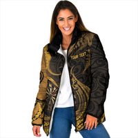 Personalised New Zealand Gold Darts Padded Jacket Maori Fern Curve Style