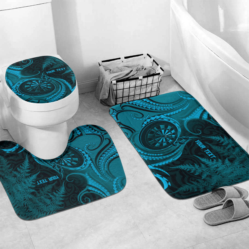 Personalised New Zealand Turquoise Darts Bathroom Set Maori Fern Curve Style