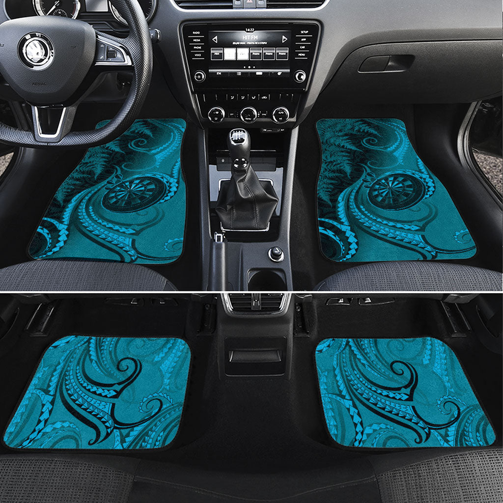 New Zealand Turquoise Darts Car Mats Maori Fern Curve Style